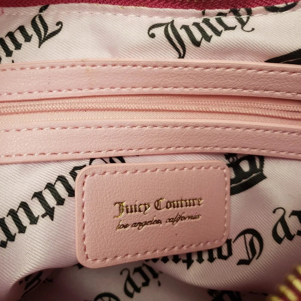 Juicy Couture Purse Womens Pink Leather Embroidered Daisy For Justice W/ Charm